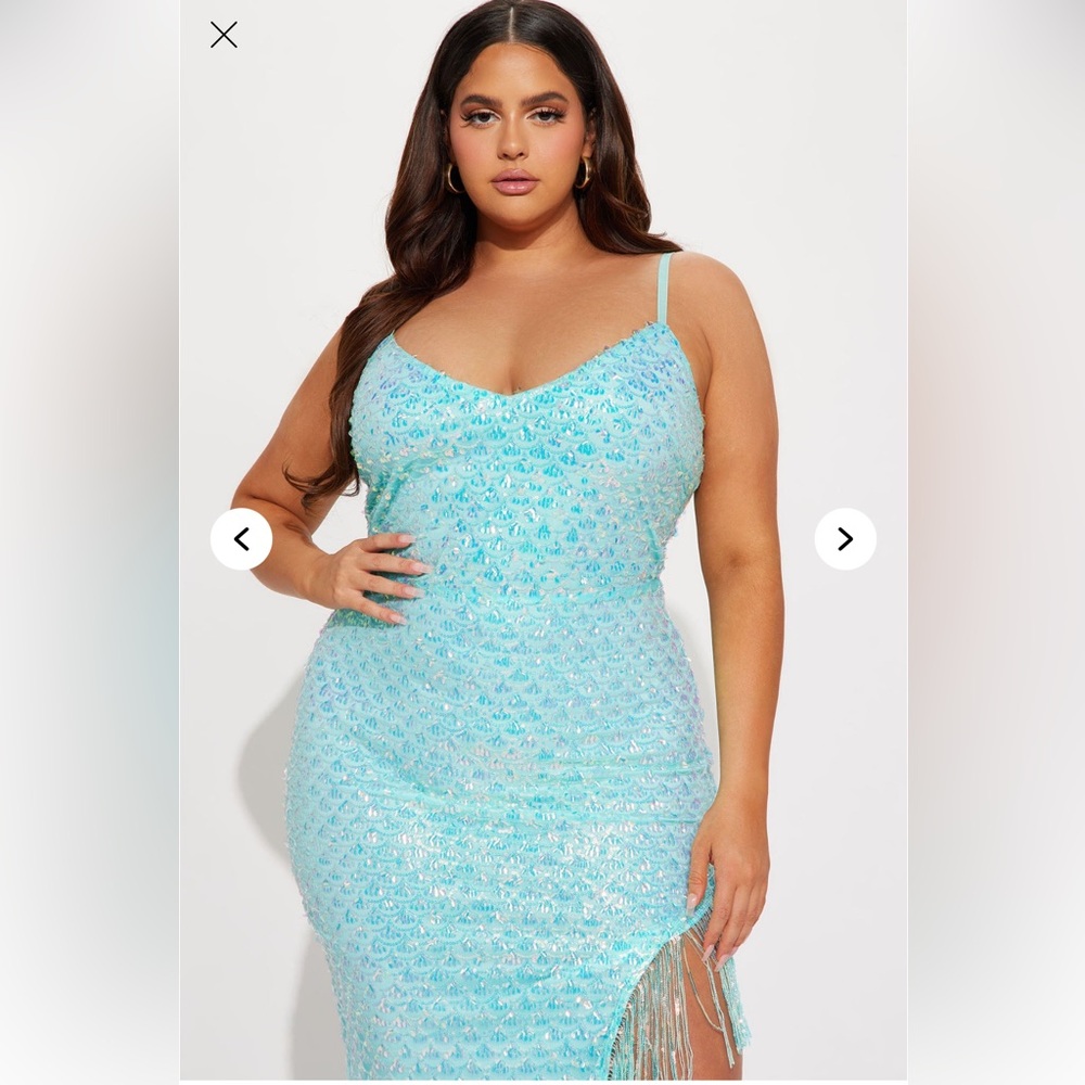 Fashion Nova Blue Sequin Bodycon Dress